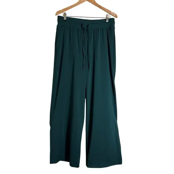 Lou & Grey NWT Teal Wide Leg Drawstring Lounge Pants Size L 30” Inseam - Picture 2 of 8